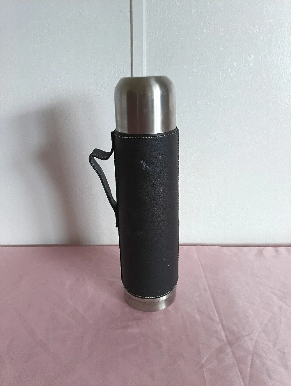 Coleman Stainless Steel 16 Oz. Vacuum Bottle Thermos with Leather Handle Vintage